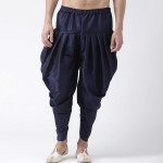 Men Navy Blue Solid Satin Dhoti Pant