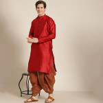 Men Rust Brown Solid Cotton Dhoti Pants