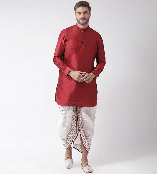 Men Off-White Printed Dhoti