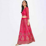 GLOBAL DESI Women Floral Printed Blouse with Lehenga