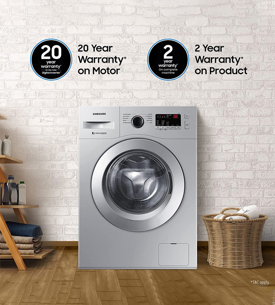 Samsung 7 Kg 5 Star Inverter, Hygiene Steam Fully-Automatic Front Loading Washing Machine