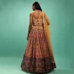 Yellow & Maroon Embellished Semi-Stitched Lehenga & Unstitched Blouse With Dupatta