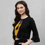 Women Black Crop Shrug