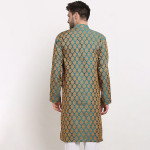 Men Green Jacquard Woven Design Kurtas