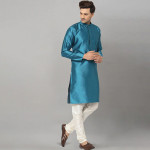 Men Turquoise Blue Kurta