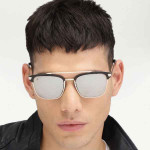 Unisex Browline Mirrored Sunglasses