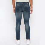 Men Blue Low Distress Heavy Fade Slim Fit Cotton Jeans