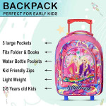 Stylbase Kids Boys' and Girl's Soft Fabric Wheels Trolley Backpack School Travel Luggage Book Bag Pink