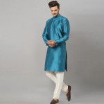 Men Turquoise Blue Kurta