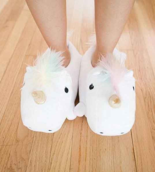 CARRY TRIP Cute Cartoon Unicorn Slippers, Fluffy Plush Warm Comfortable Lounge Shoes, Soft Cozy Plush House Shoes for Women 28cm