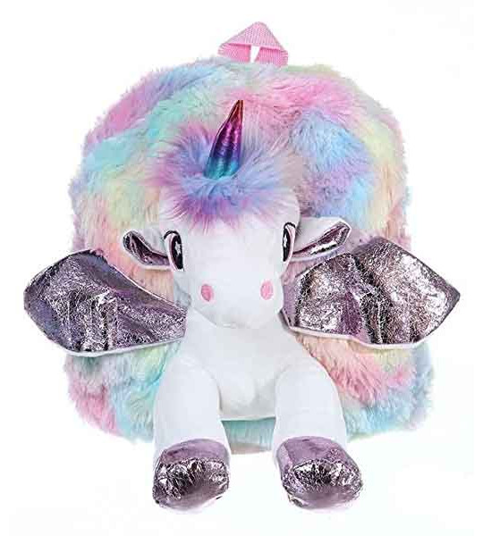 FunBlast Unicorn Soft Fur Bag for Kids - School & Picnic Bag, Lightweight Travel School Mini Backpack for Girls & Kids, Birthday Gift for Girls, Retur