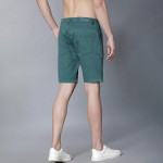 Men Teal Green Solid Slim Fit Chino Shorts