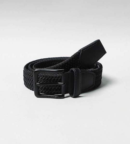 Men Black Braided Wide Belt