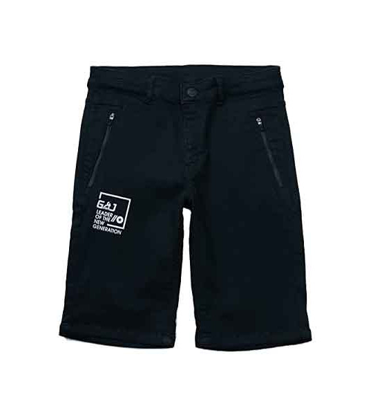 Gini & Jony Boys Black Printed Denim Fixed Waist Bermuda