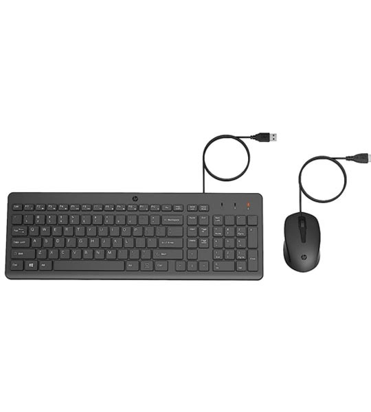 HP 150 Wired Keyboard and Mouse Combo with Instant USB Plug-and-Play Setup, 12 Shortcut Keys