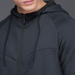 Men Navy Blue Solid Hooded Sweatshirt