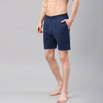 Men Navy Blue Solid Regular Fit Yoga Sustainable Shorts