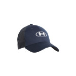 Men Navy Blue & White Brand Logo Detail Blitzing Trucker Snapback Cap