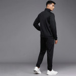 Men Black Brand Logo Printed Poly Knit Track Suit