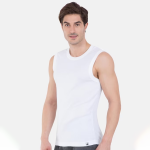 Men White Ribbed Innerwear Vest