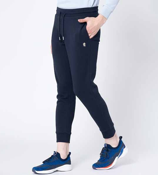 Men Navy Blue Solid Joggers