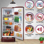 LG 224 L 4 Star Inverter Direct-Cool Single Door Refrigerator (GL-D241ASCY, Scarlet Charm, Base stand with Drawer, Total capacity -235 L)