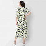 " Women Printed V Neck Maxi Dress "