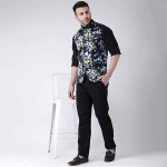 Hangup Men's Printed Cotton Nehru Jacket/ waist coat , color Black. Size 38 (120APrintedNehru)