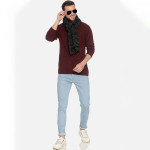 Men Black & Grey Patterned Muffler