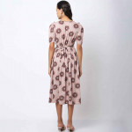 Coral Ethnic Motifs Maternity Empire Midi Dress