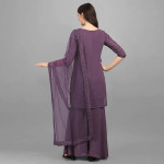 Lavender Embroidered Silk Georgette Semi-Stitched Dress Material